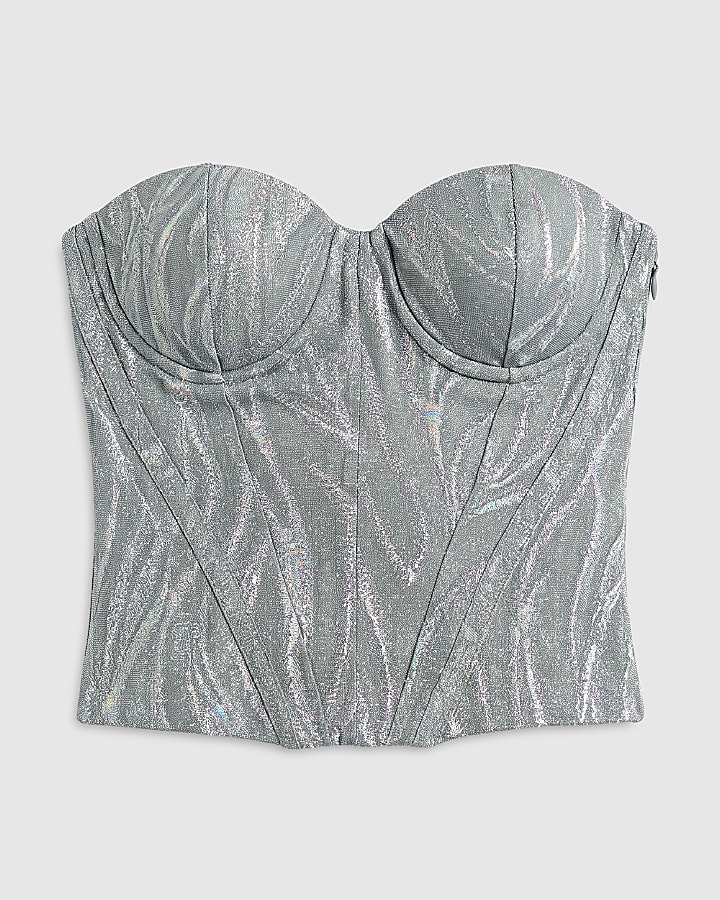 Silver Metallic Corset Top