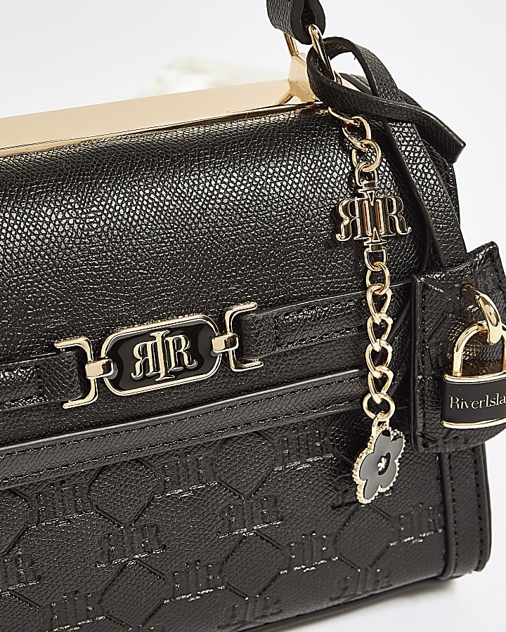 Black Monogram Embossed Cross Body Bag