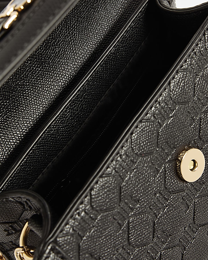 Black Monogram Embossed Cross Body Bag