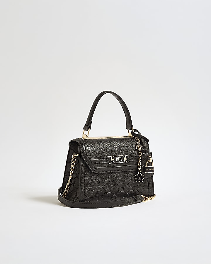 Black Monogram Embossed Cross Body Bag