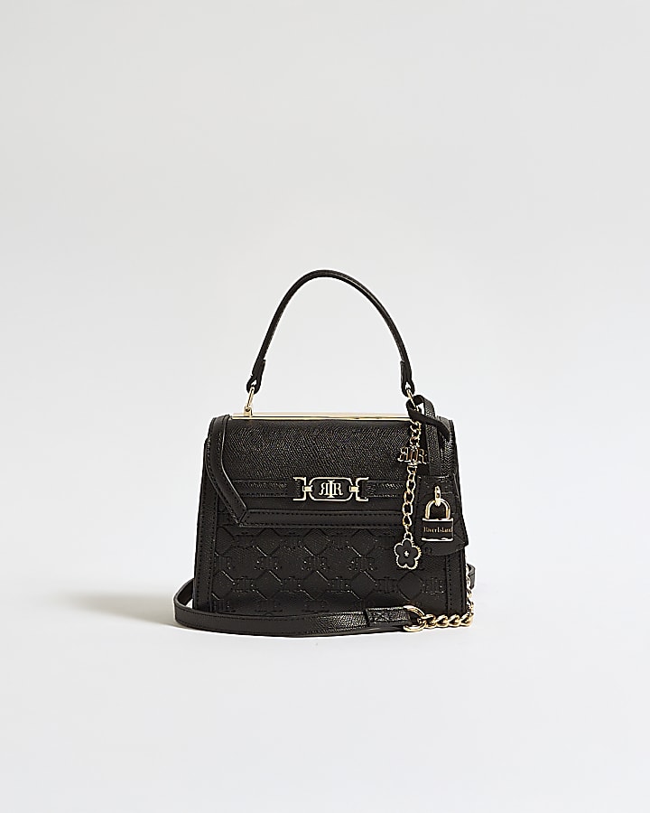 Black Monogram Embossed Cross Body Bag