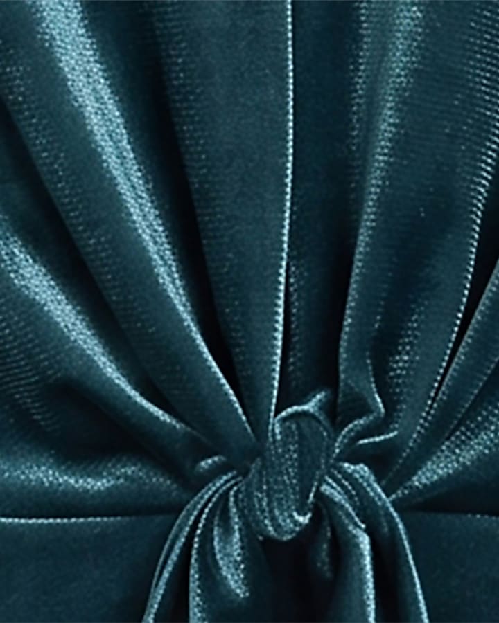 Blue Tie Front Velvet Mini Dress