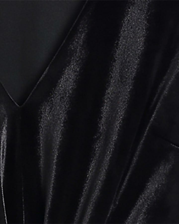 Black Tie Front Velvet Mini Dress