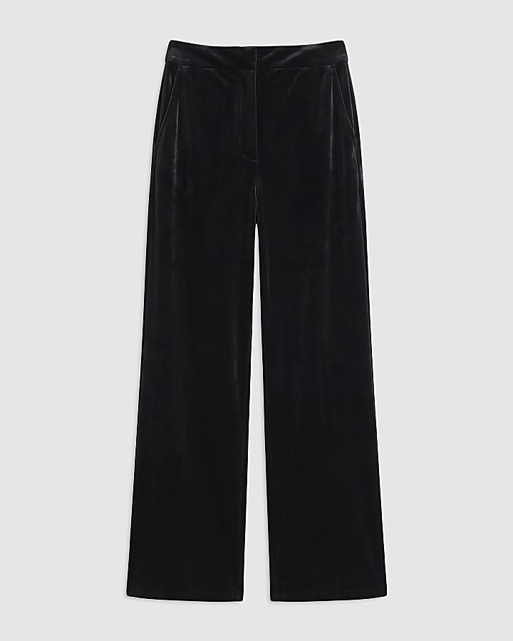 Black Velvet Wide Leg Trousers