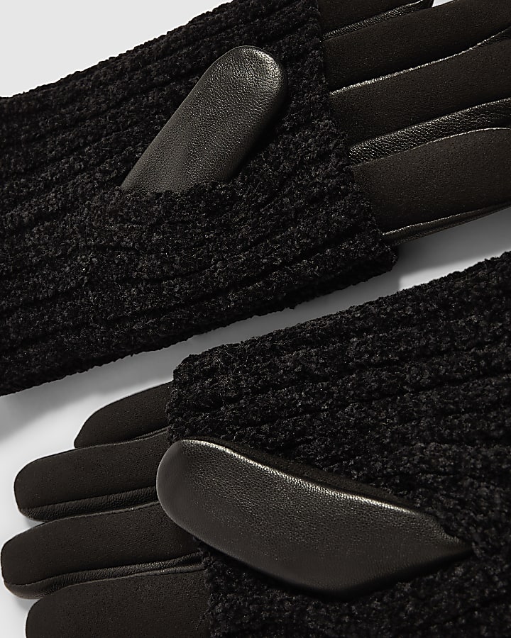Black Knitted Hybrid Gloves