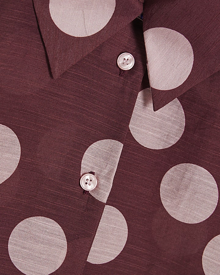 Red Polka Dot Oversized Boyfriend Shirt