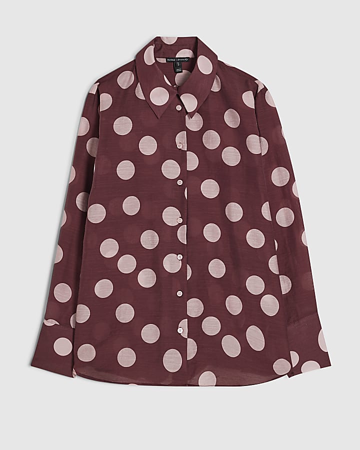 Red Polka Dot Oversized Boyfriend Shirt