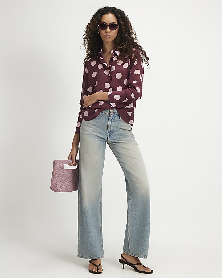 Red Polka Dot Oversized Boyfriend Shirt