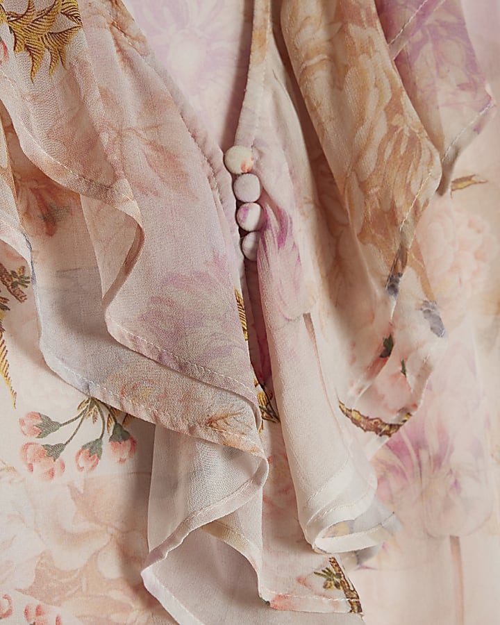 Petite Pink Floral Swan Blouse