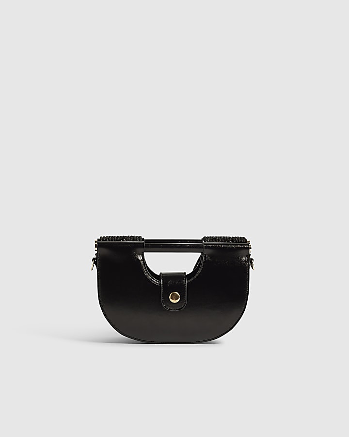 Black Diamante Tube Clutch Bag