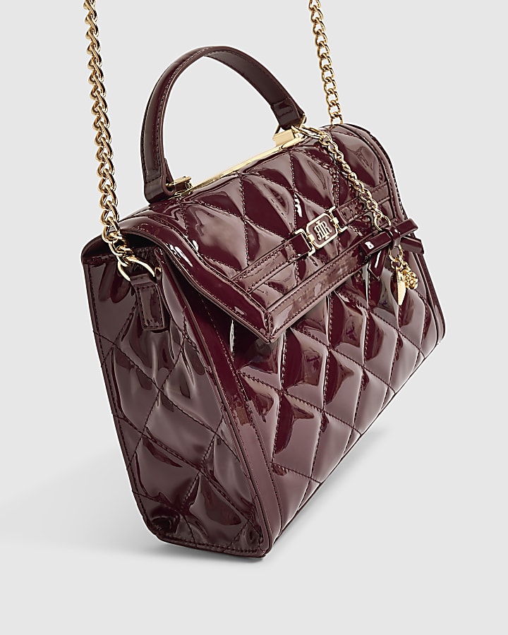 Burgundy Quilted Medium Charm Tote Bag
