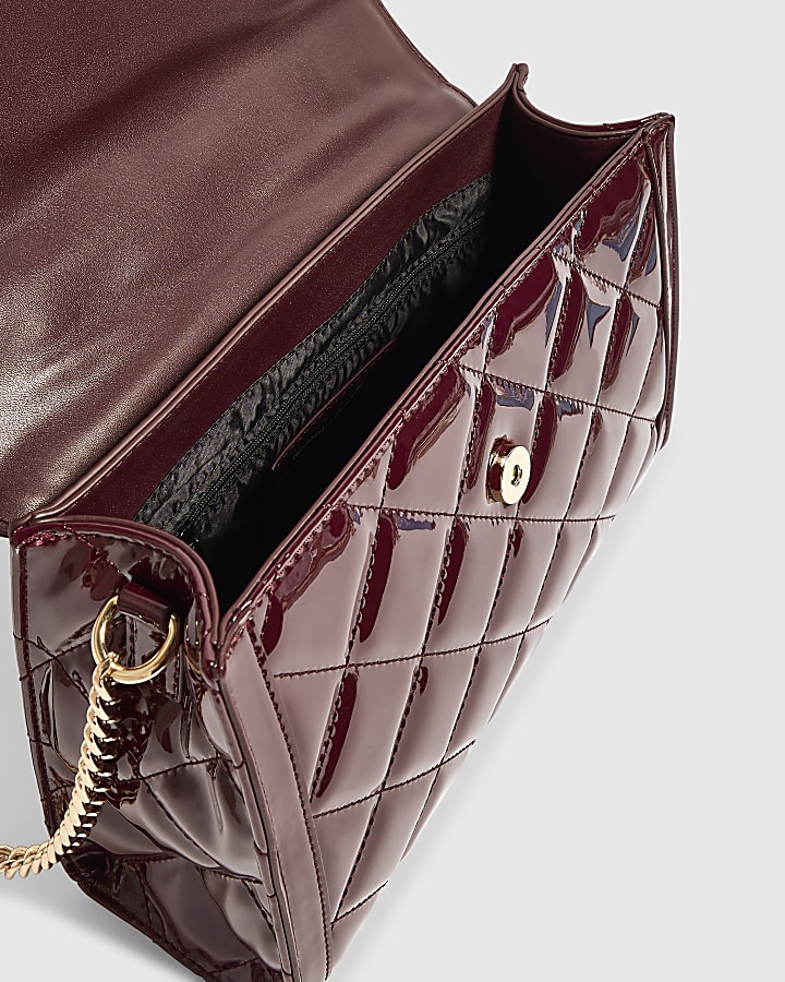 Burgundy Quilted Medium Charm Tote Bag