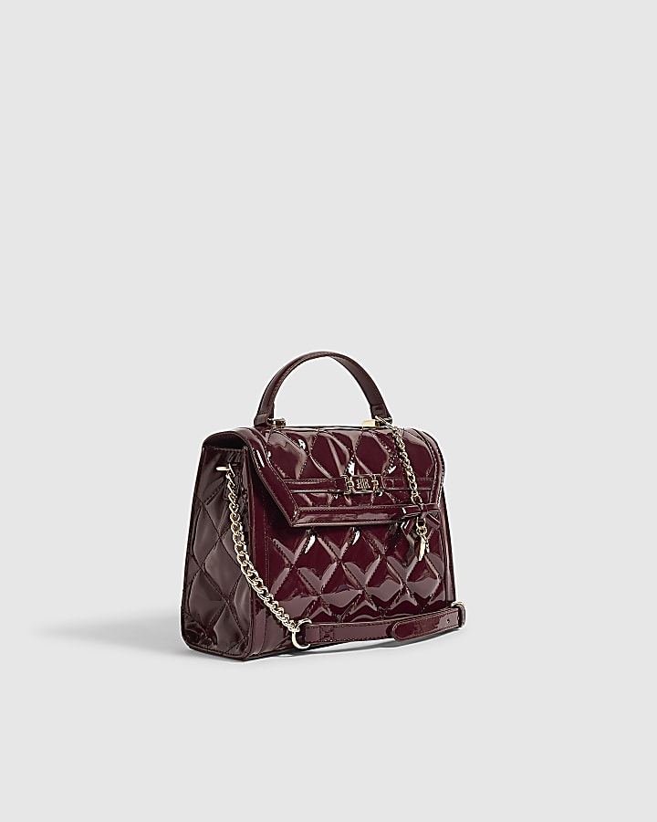 Burgundy Quilted Medium Charm Tote Bag