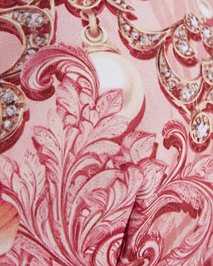 Pink Floral Pearl Padded Bikini Top