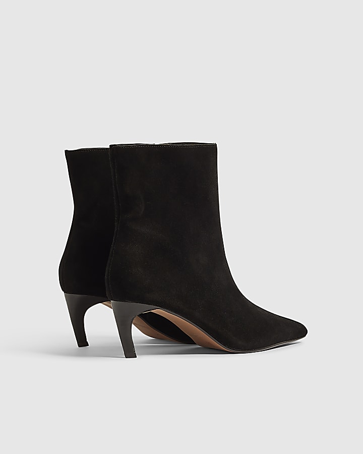 Black Suede Centre Seam Ankle Boots