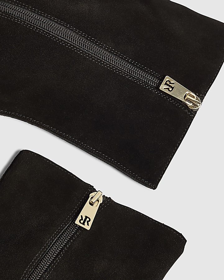 Black Suede Centre Seam Ankle Boots