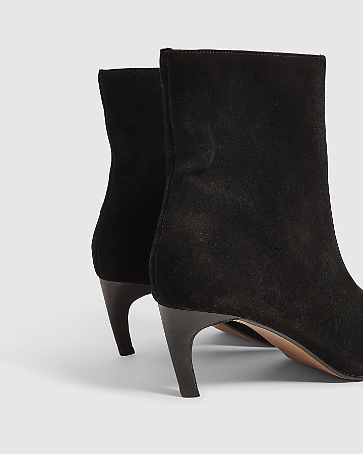Black Suede Centre Seam Ankle Boots