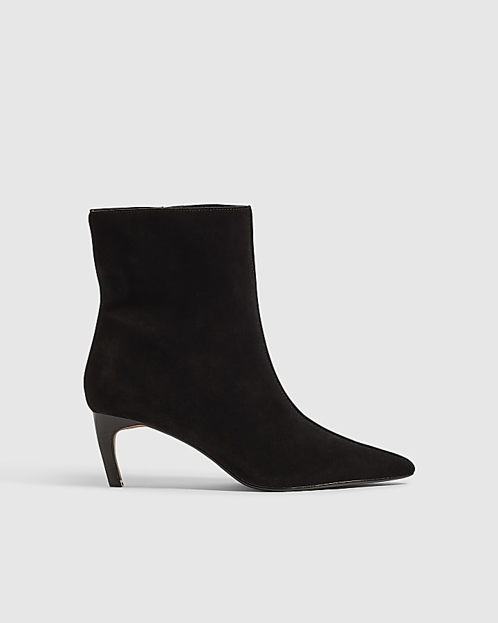 Black Suede Centre Seam Ankle Boots