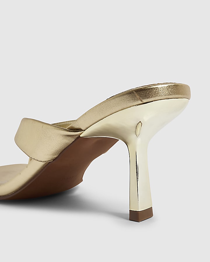 Gold Toe Thong Heeled Sandals