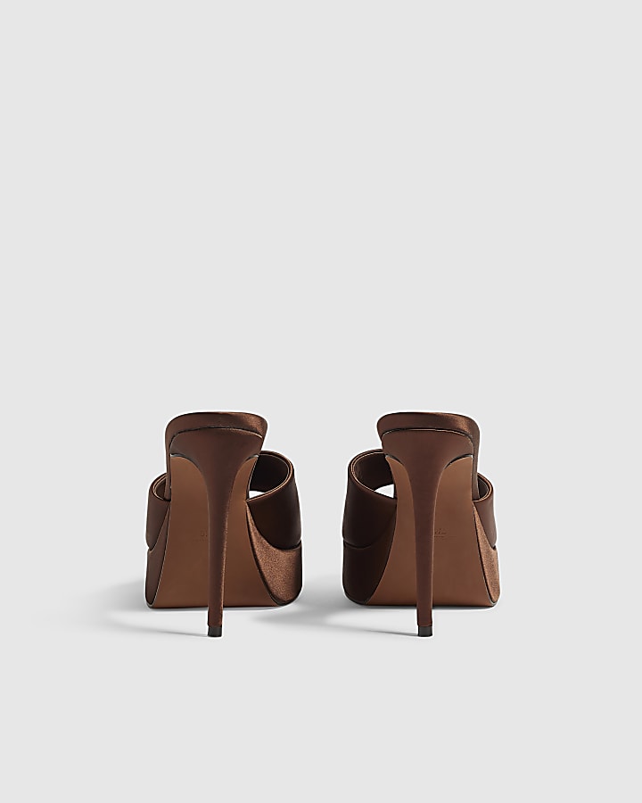 Brown Leopard Platform Mule Heeled Sandals