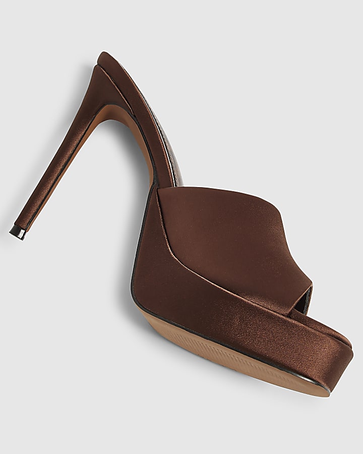 Brown Leopard Platform Mule Heeled Sandals