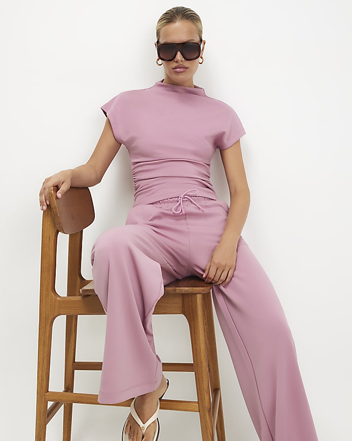 Pink Premium Wide Leg Trousers