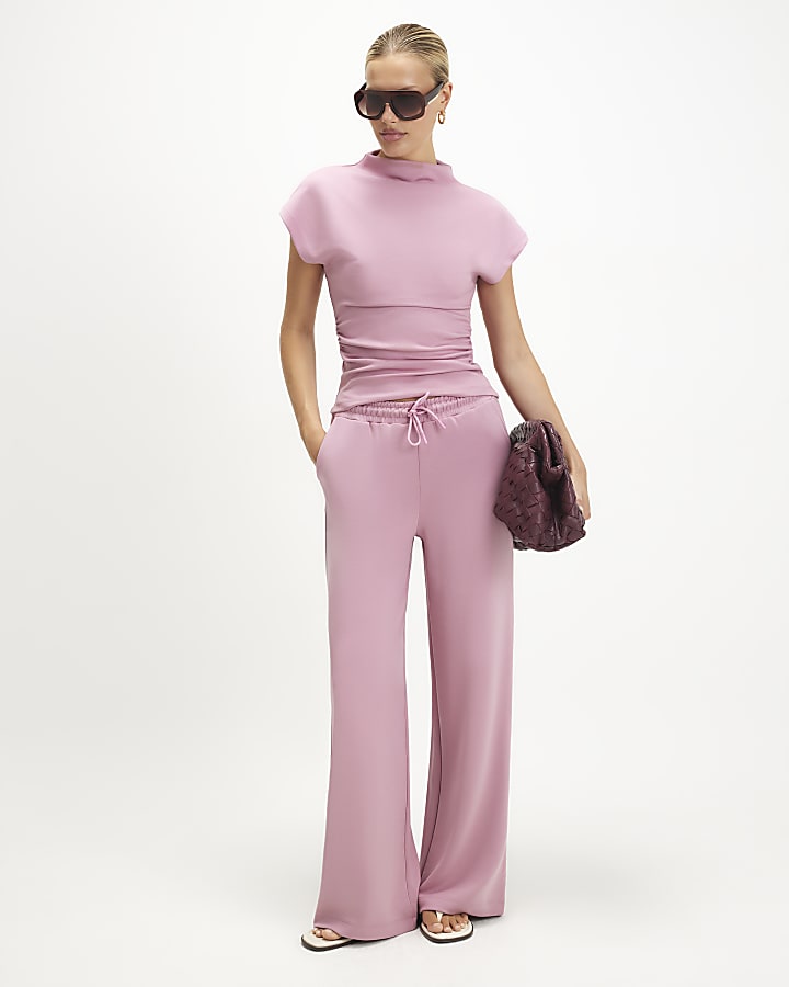 Pink Premium Wide Leg Trousers