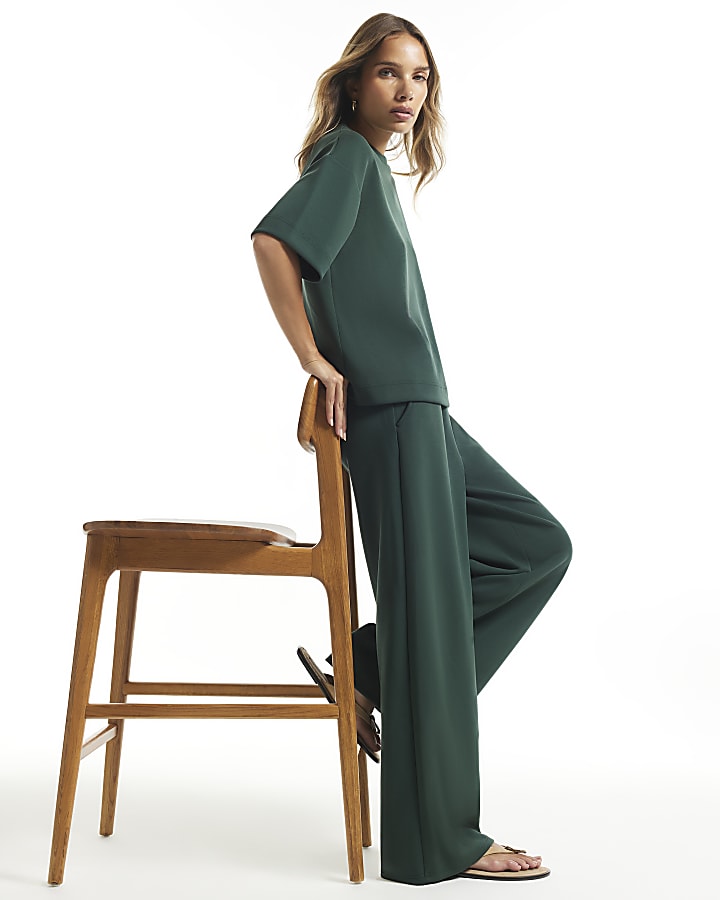 Green Premium Wide Leg Joggers