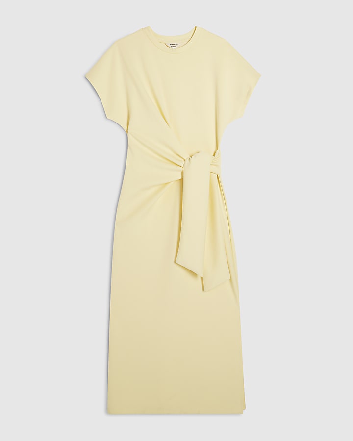 Yellow Premium Tie Side Midi Dress
