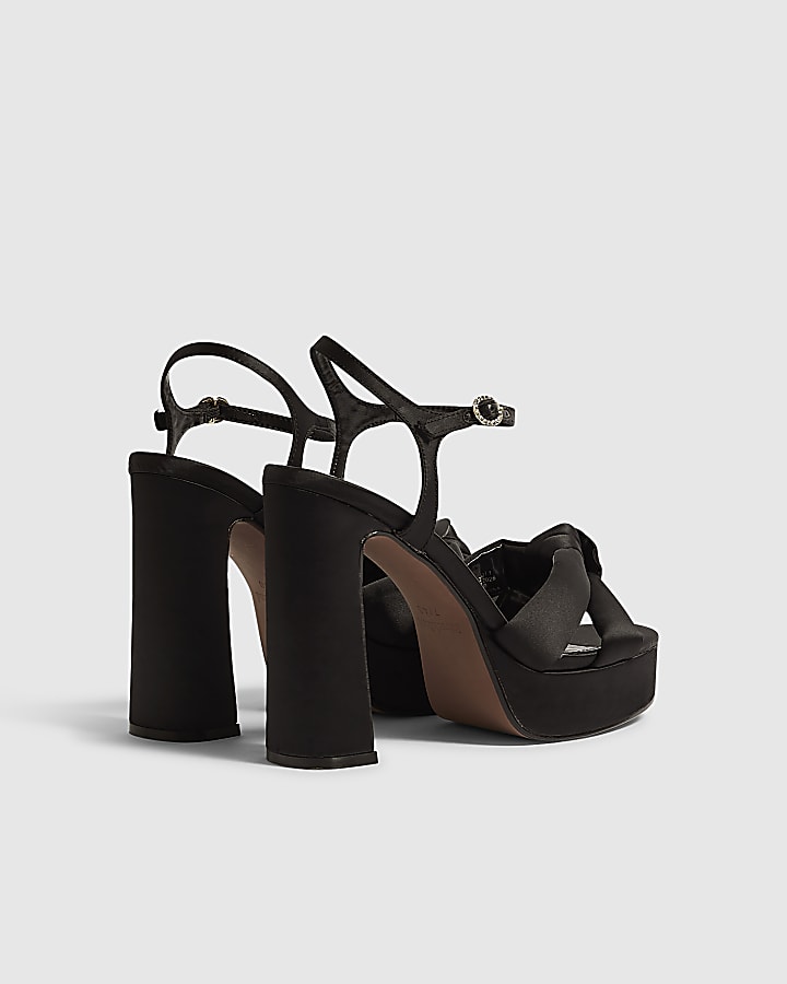 Black Knot Platform Heeled Sandals