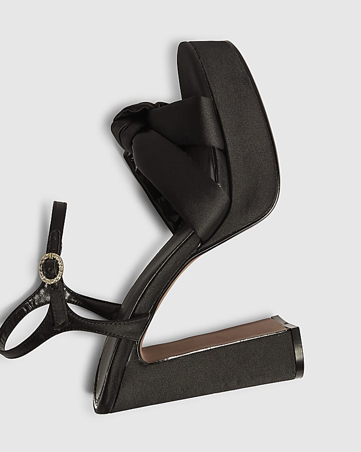 Black Knot Platform Heeled Sandals