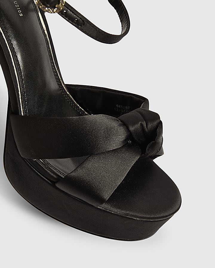 Black Knot Platform Heeled Sandals