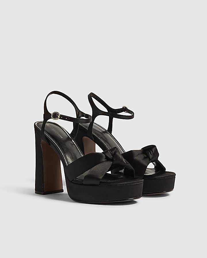 Black Knot Platform Heeled Sandals