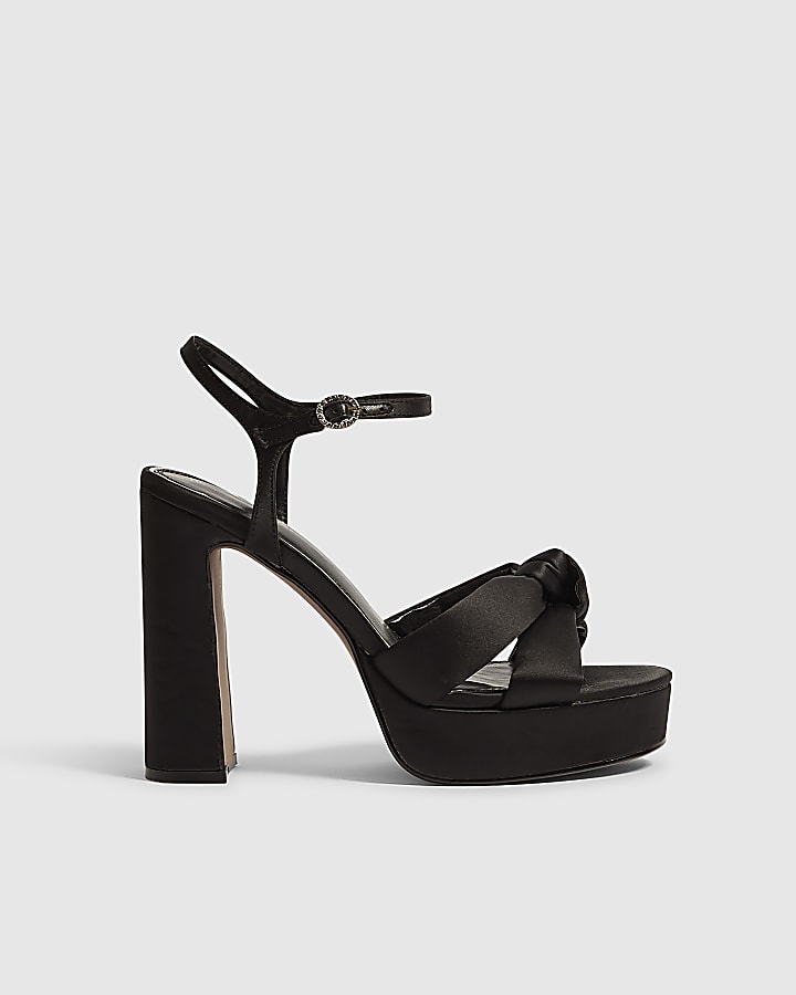 Black Knot Platform Heeled Sandals
