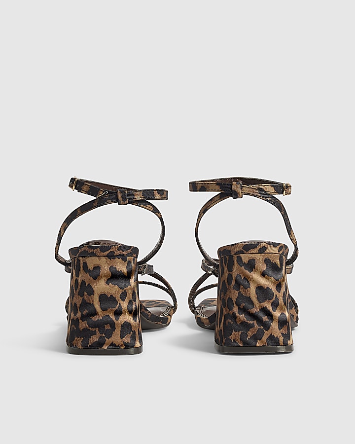 Brown Leopard Block Heel Sandals