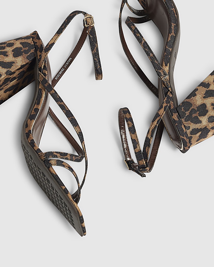 Brown Leopard Block Heel Sandals