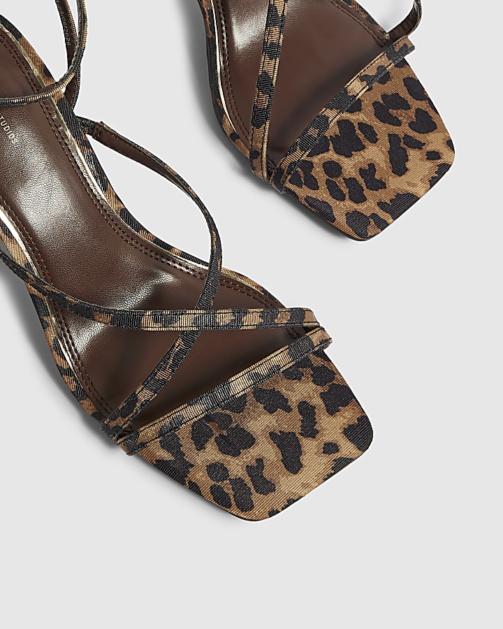 Brown Leopard Block Heel Sandals