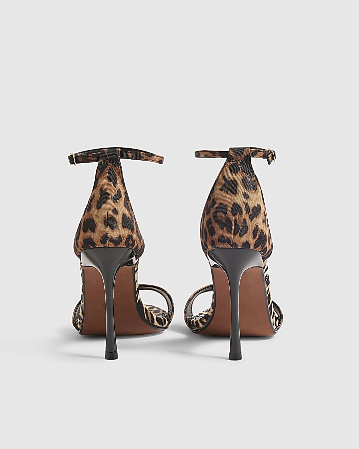 Brown Leopard Stiletto Sandal Heels