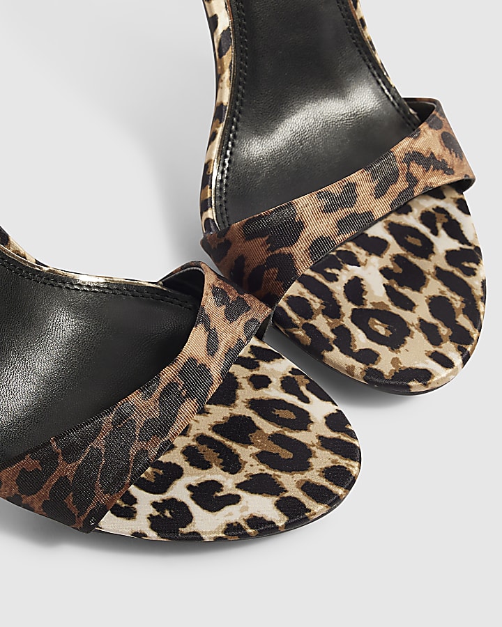 Brown Leopard Stiletto Sandal Heels