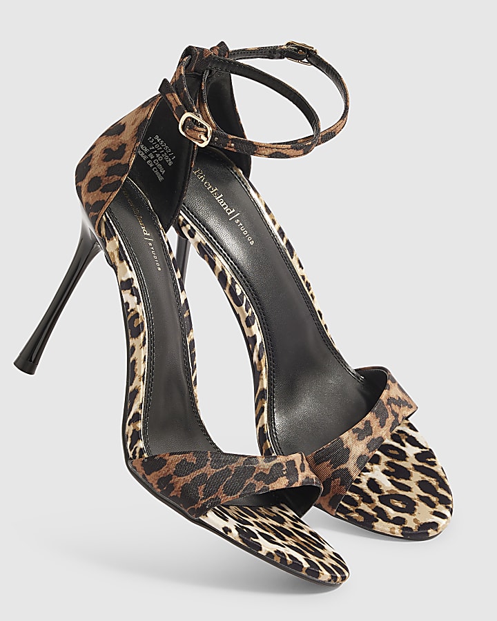 Brown Leopard Stiletto Sandal Heels