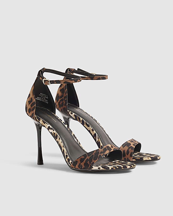 Brown Leopard Stiletto Sandal Heels
