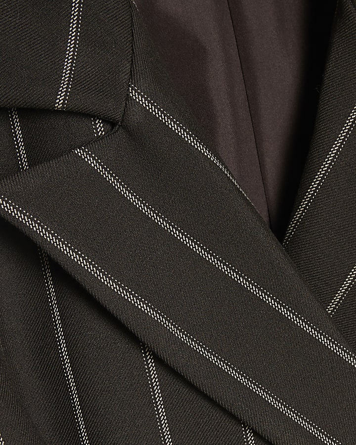 Brown Stripe Tie Detail Wrap Top