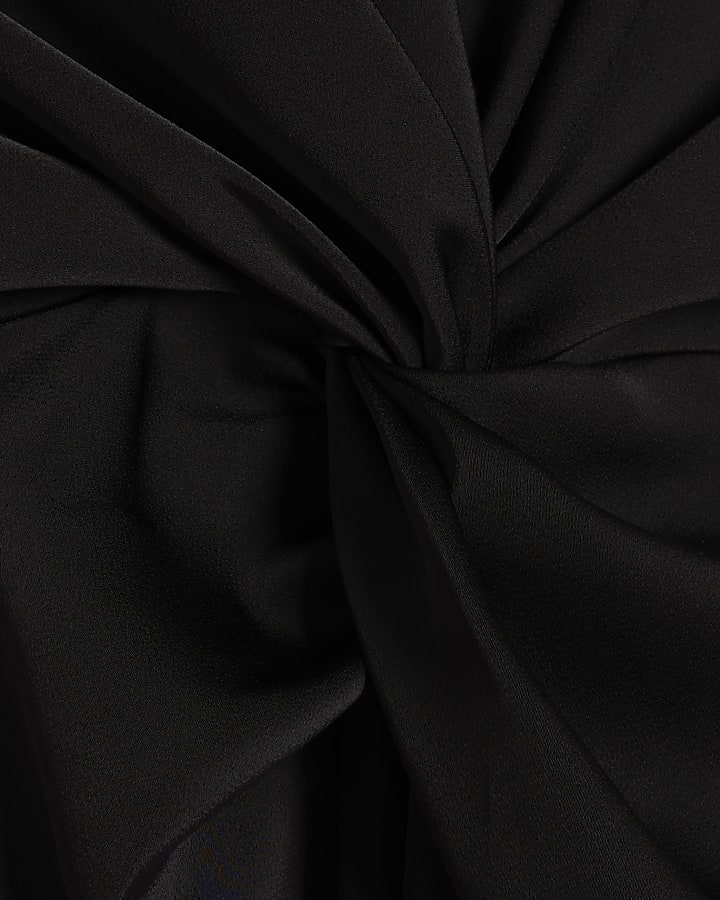 Black Cap Sleeve Knot Front Top
