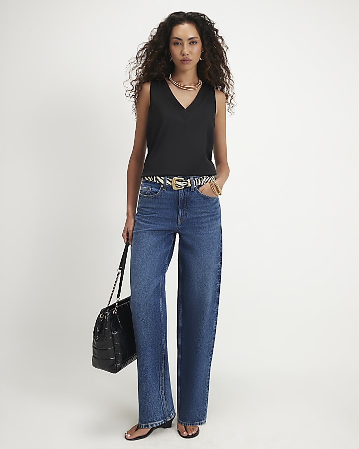Black V Neck Cami Top