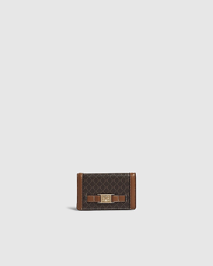 Brown Monogram Tab Front Foldout Purse