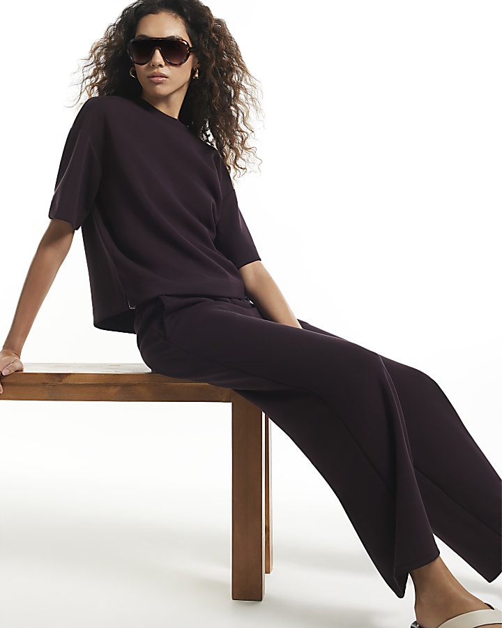 Burgundy Premium Wide Leg Joggers