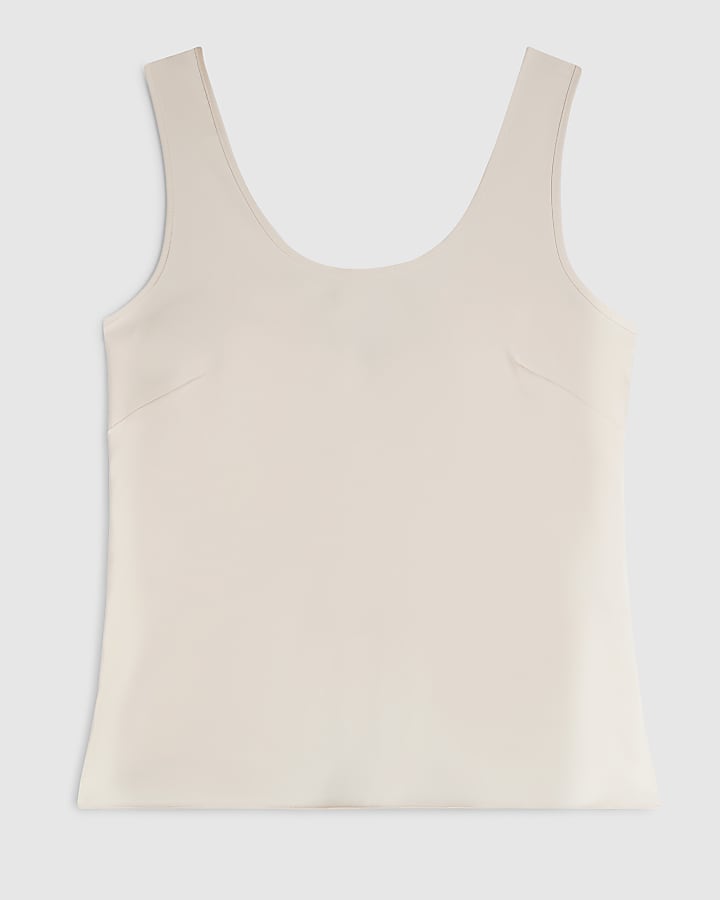 Cream Satin Scoop Neck Cami Top