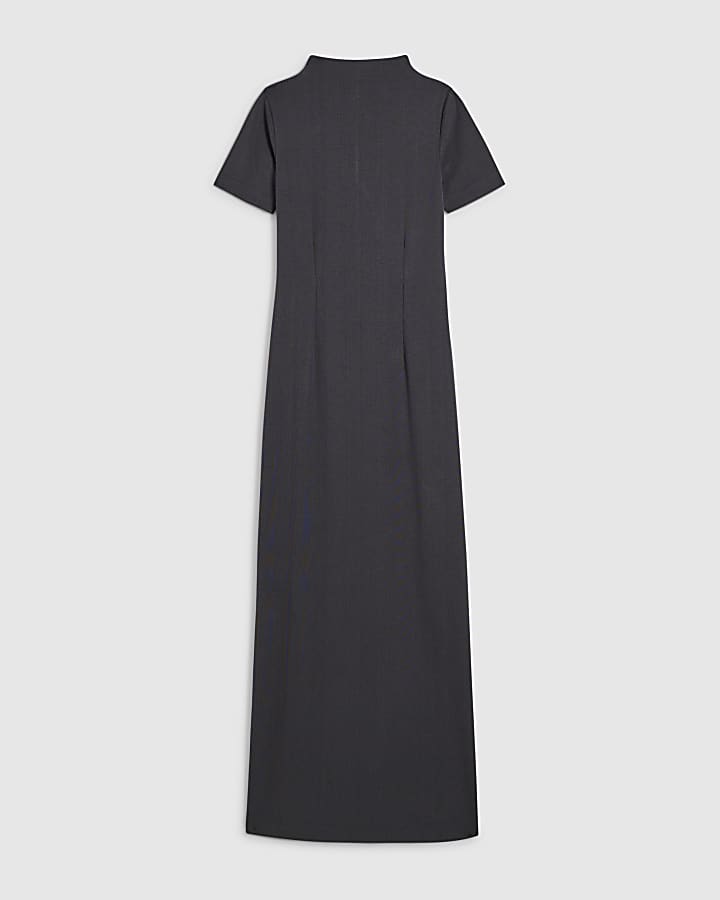 Grey Grown On Neck Column Dress