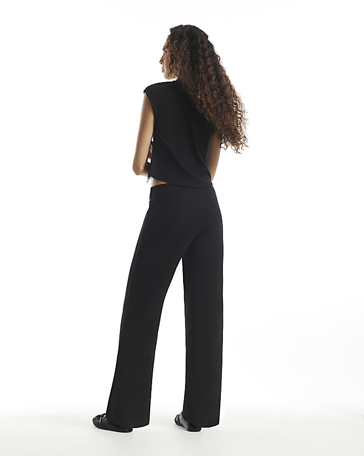Black Knit Cosy Wide Leg Trousers