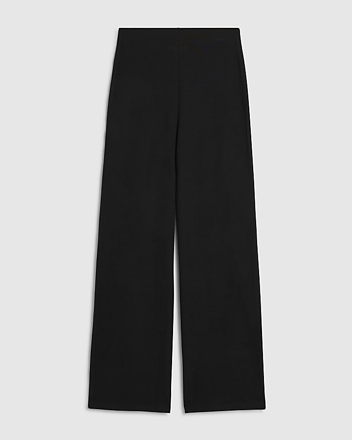 Black Knit Cosy Wide Leg Trousers